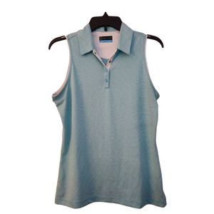 PGA Golf Shirt  Sleeveless Colar Button Blue Top Size M